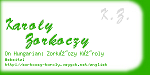 karoly zorkoczy business card